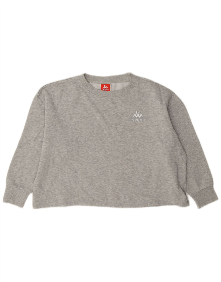 Kappa Womens Crop Oversized Sweatshirt Jumper UK 10 Small Grey Flecked
