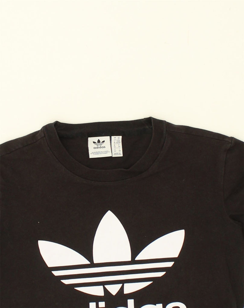 ADIDAS Womens Graphic T-Shirt Top UK 6 XS Black Cotton | Vintage Adidas | Thrift | Second-Hand Adidas | Used Clothing | Messina Hembry 