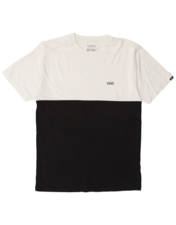 Vans Mens Classic Fit T-Shirt Top Small White Colourblock Cotton