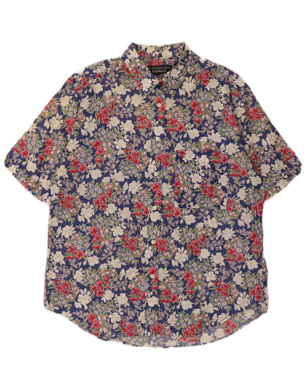 Cacharel Womens Short Sleeve Shirt UK 16 Large Multicoloured Floral Cotton