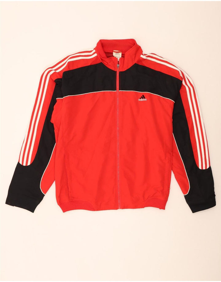 Adidas Mens Tracksuit Top Jacket UK 48/50 XL Red Colourblock Polyester