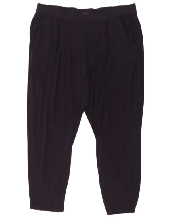 Marks & Spencer Womens Tapered Cropped Trousers UK 18 XL W34 L25 Navy Blue