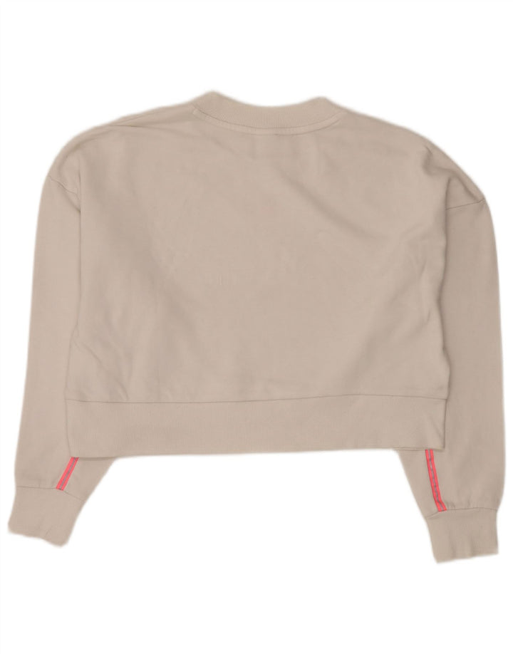 PUMA Womens Crop Oversized Sweatshirt Jumper UK 14 Medium White Cotton