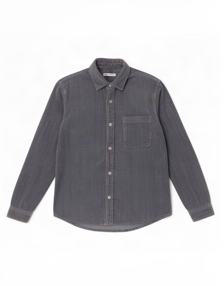 Zara Mens Corduroy Shirt Medium Blue Cotton
