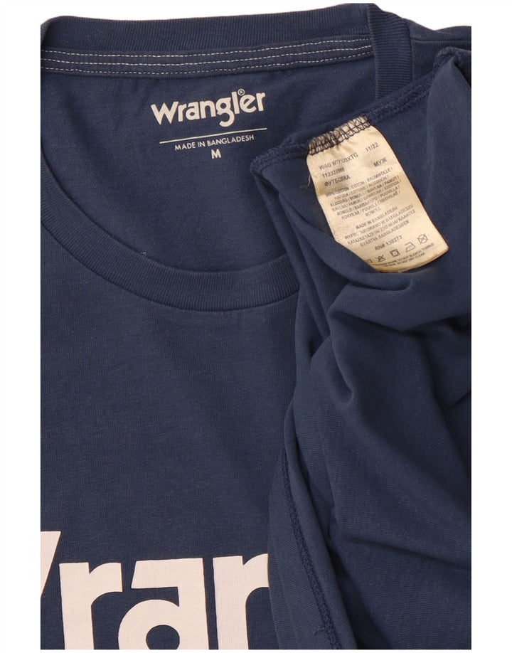 WRANGLER Mens Graphic T-Shirt Top Medium Navy Blue Cotton