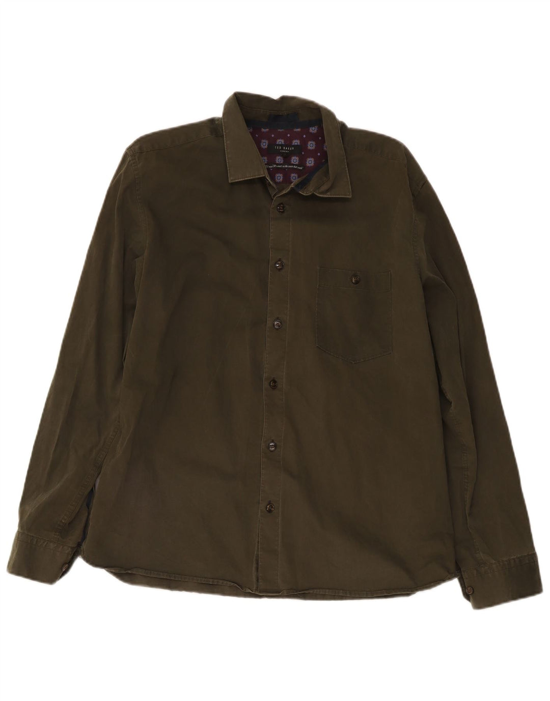 Ted Baker Mens Shirt Size 5 XL Khaki Cotton