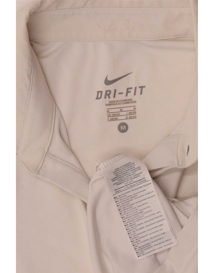 Nike Mens Dri Fit Polo Shirt UK 38/40 Medium White Colourblock Polyester