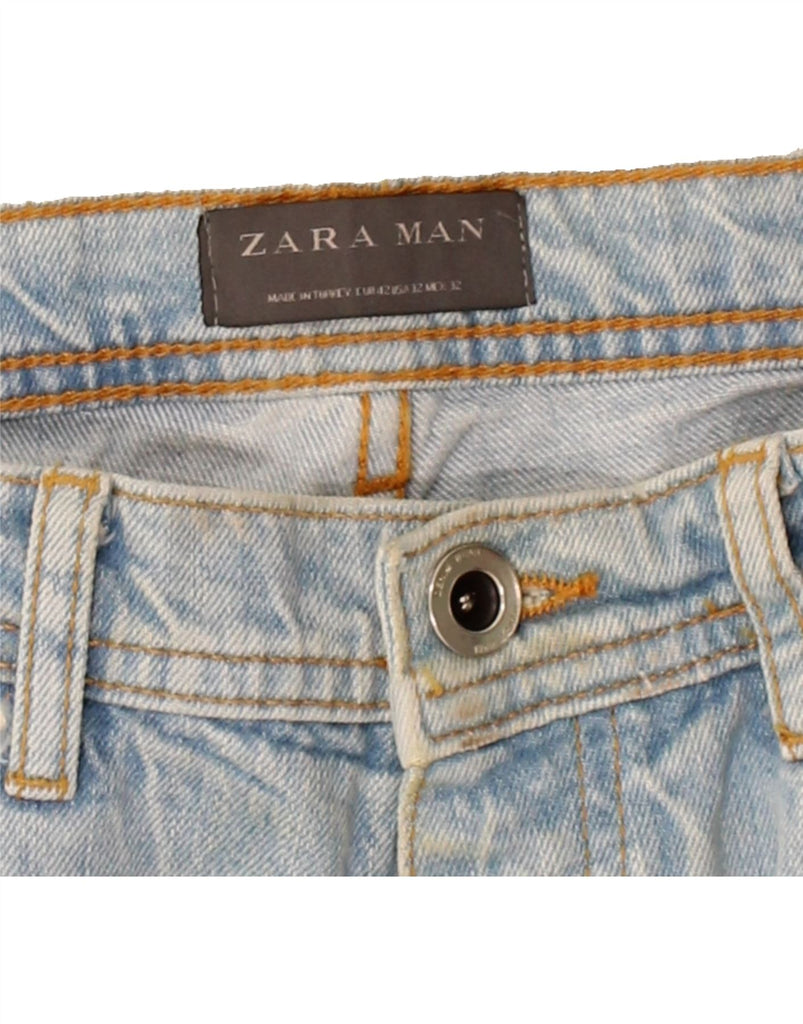 ZARA Mens Graphic Distressed Capri Jeans EU 42 Large W32 L24 Blue Vintage Zara and Second-Hand Zara from Messina Hembry 
