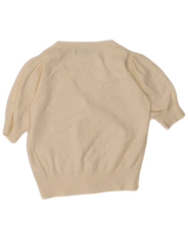 Marks & Spencer Womens Short Sleeve Bolero Jumper UK 10 Small Off White