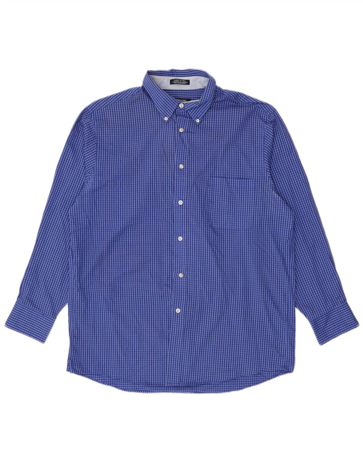 Chaps Mens Classic Fit Shirt Size 16 16 1/2 Large Blue Gingham Cotton