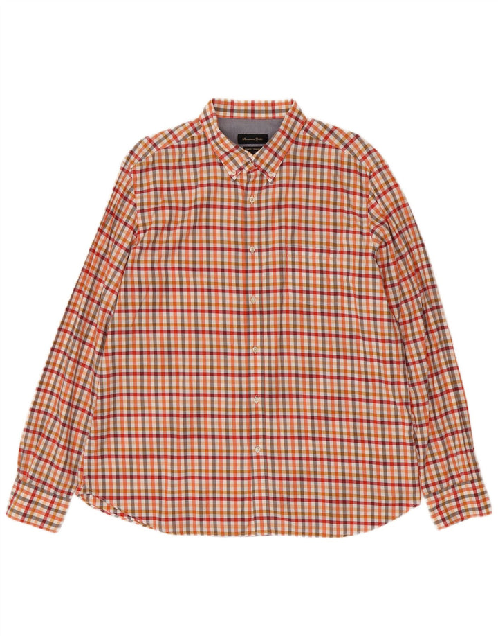 Massimo Dutti Mens Shirt 2XL Yellow Check