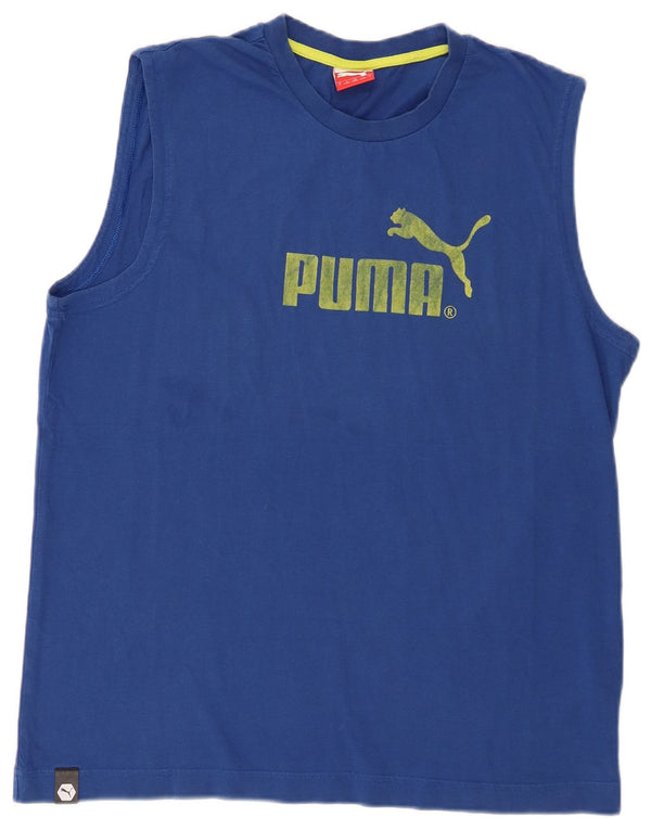 Puma Mens Graphic Vest Top Large Blue Cotton