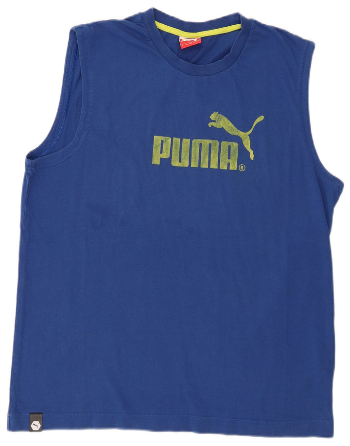 Puma Mens Graphic Vest Top Large Blue Cotton