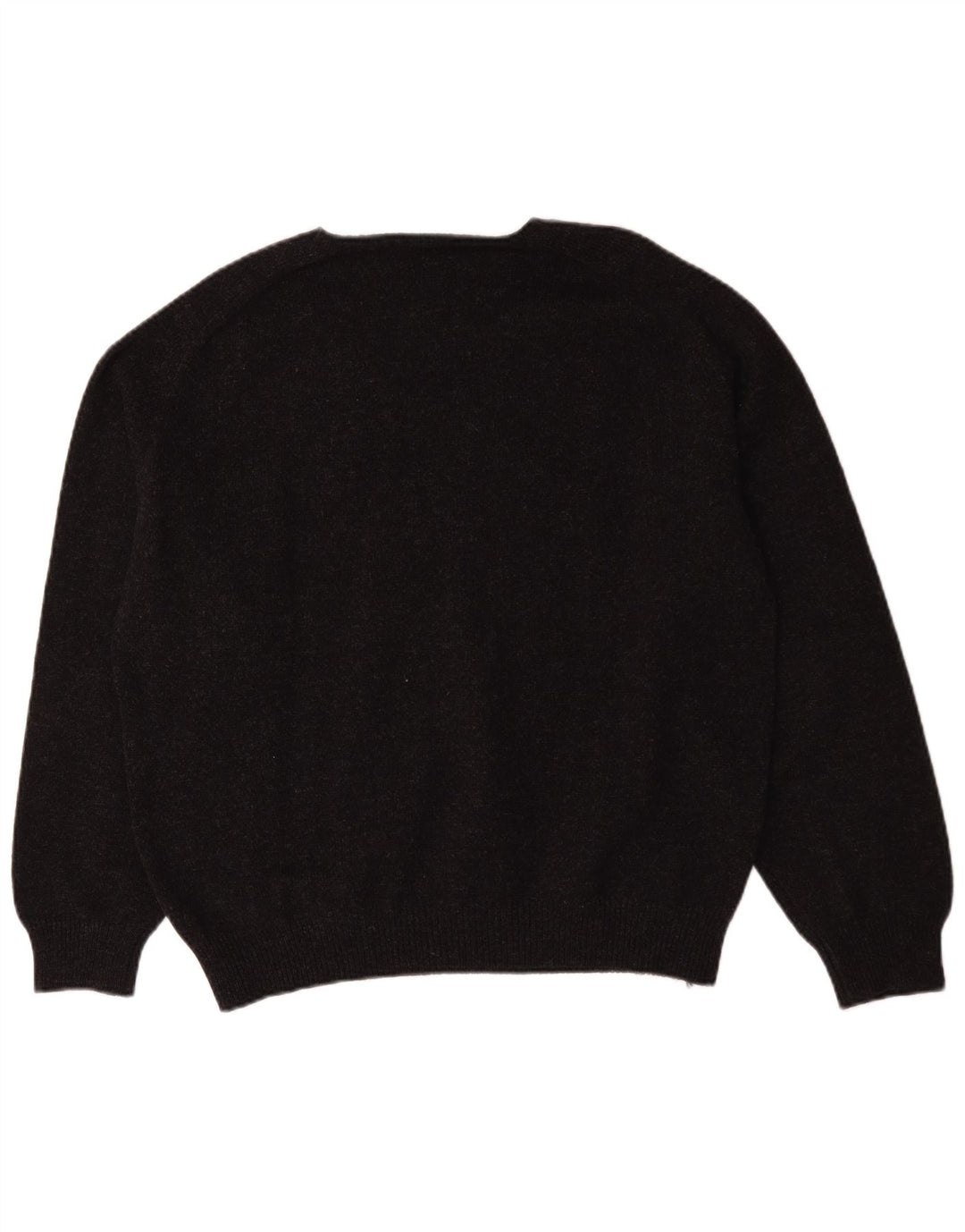 Henry Cottons Mens V-Neck Jumper Sweater Large Black Flecked Wool