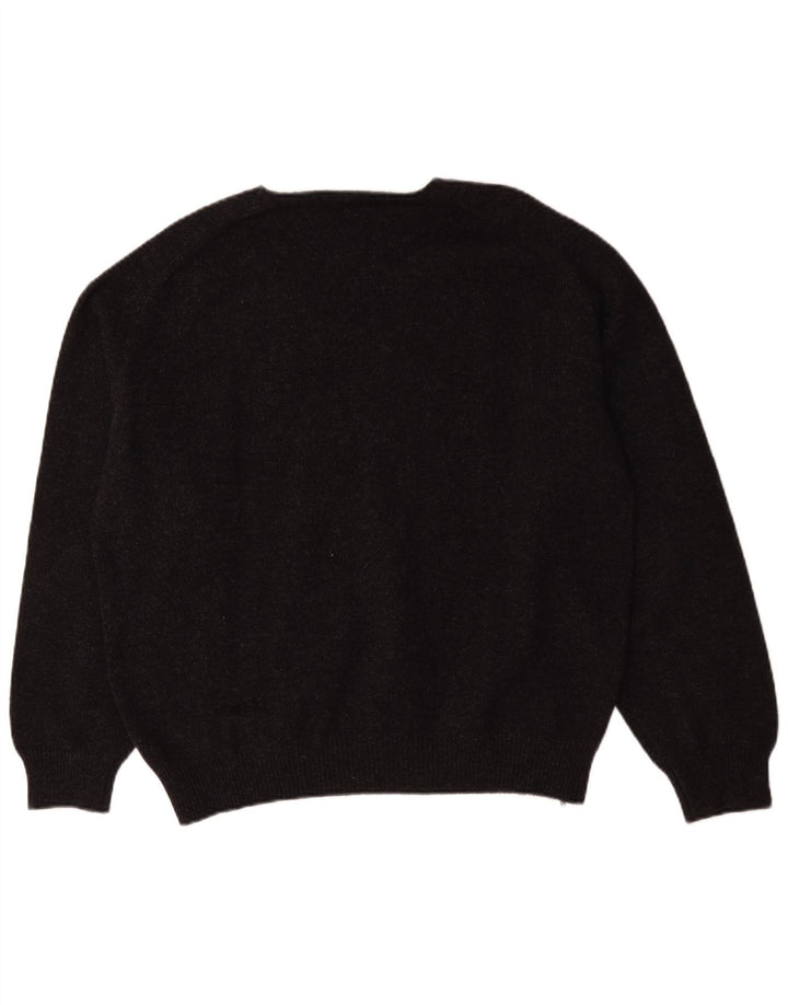 Henry Cottons Mens V-Neck Jumper Sweater Large Black Flecked Wool