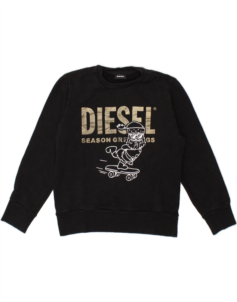 DIESEL Boys Graphic Sweatshirt Jumper 10-11 Years Black Cotton Vintage Diesel and Second-Hand Diesel from Messina Hembry 