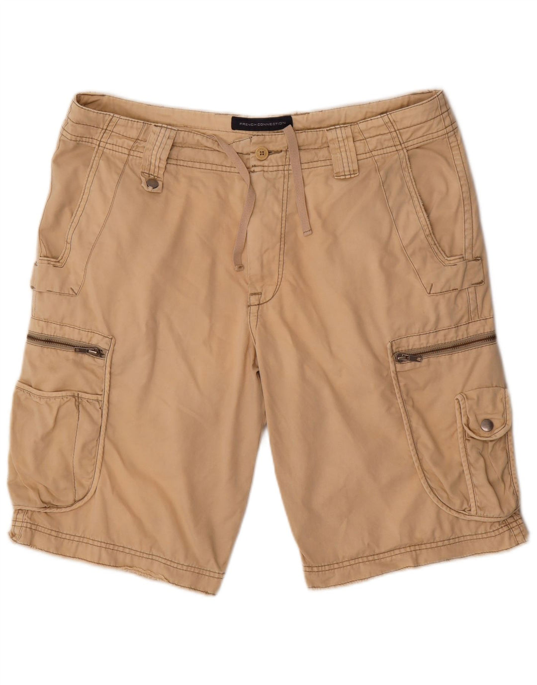 French Connection Mens Cargo Shorts W38 XL Beige Cotton