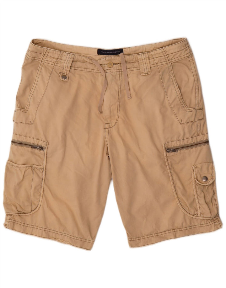 French Connection Mens Cargo Shorts W38 XL Beige Cotton