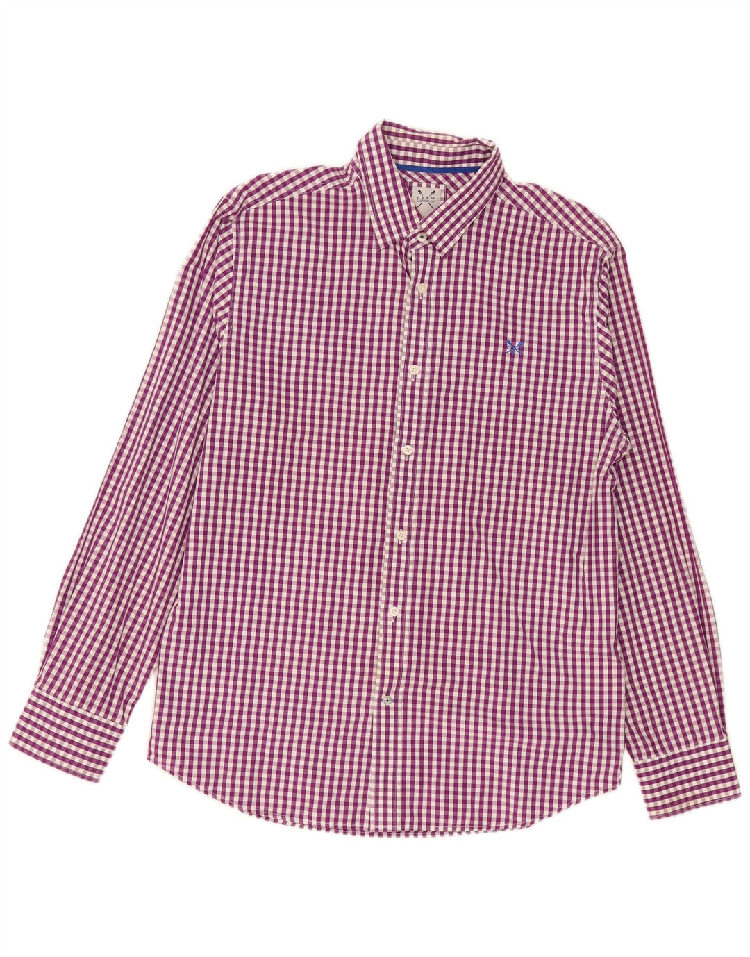 Crew Clothing Mens Shirt Large Purple Gingham Cotton