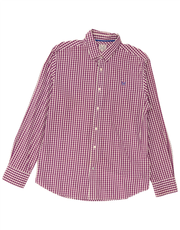 Crew Clothing Mens Shirt Large Purple Gingham Cotton