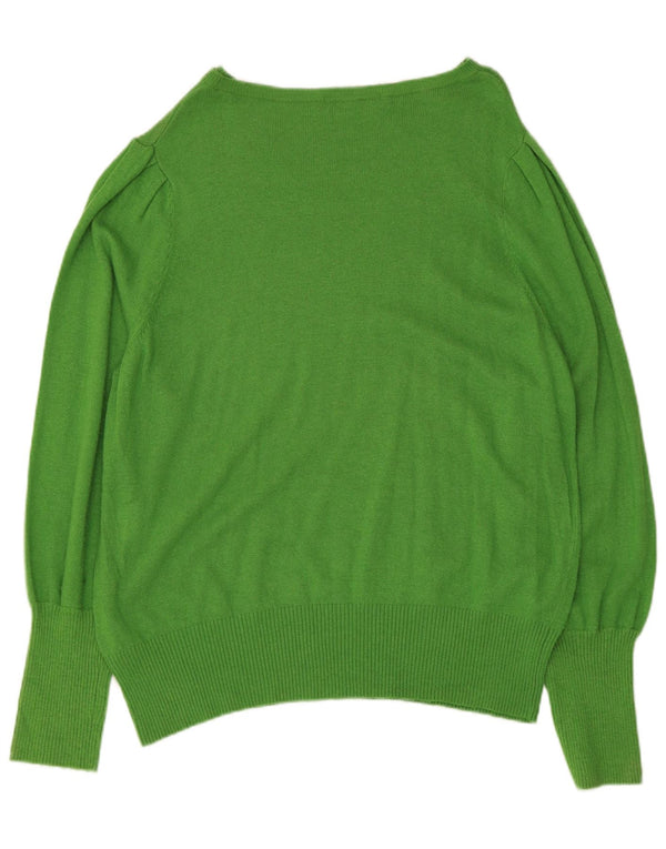 Marks & Spencer Womens Boat Neck Jumper Sweater UK 22 3XL Green Viscose