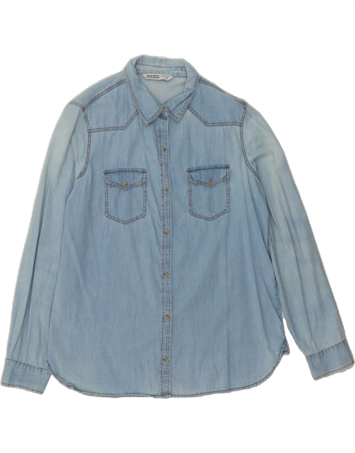 ZARA Womens Denim Shirt UK 16 Large Blue Vintage Zara and Second-Hand Zara from Messina Hembry 