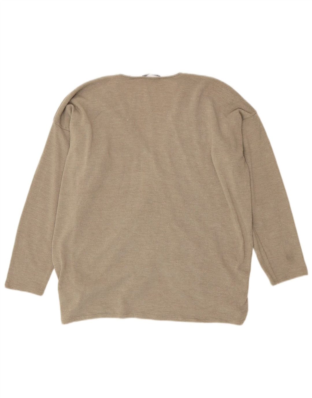 Zara Womens Oversized Top Long Sleeve UK 12 Medium Beige Polyester
