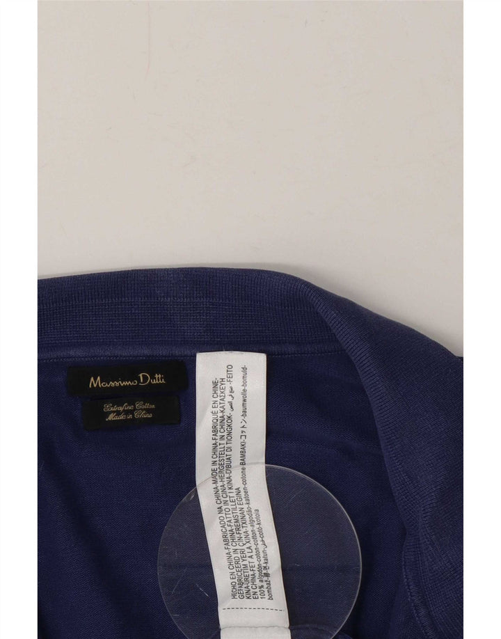 Massimo Dutti Mens Polo Shirt Large Purple Cotton