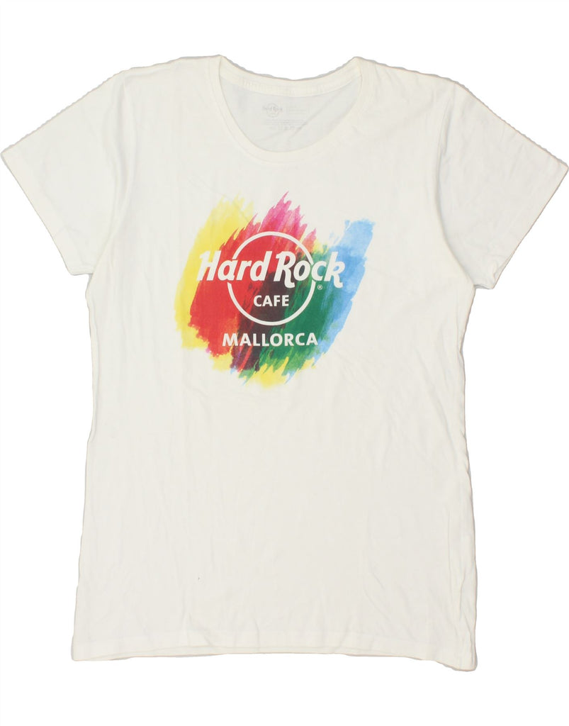 HARD ROCK CAFE Womens Mallorca Graphic T-Shirt Top UK 16 Large White | Vintage Hard Rock Cafe | Thrift | Second-Hand Hard Rock Cafe | Used Clothing | Messina Hembry 