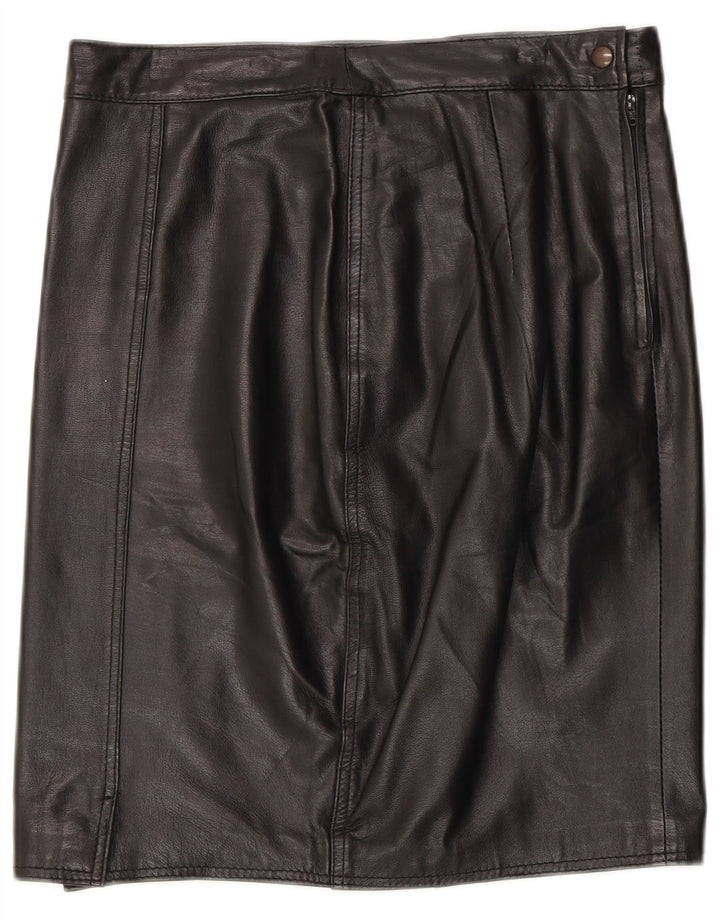 Vintage Womens Leather Skirt W30 Medium Black