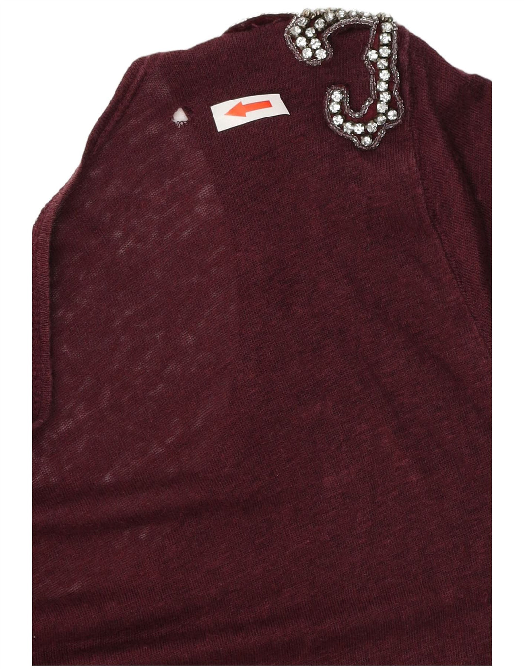 Zara Womens T-Shirt Top UK 14 Medium Burgundy
