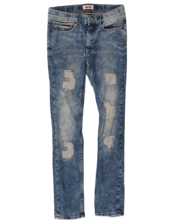 Tommy Hilfiger Girls Distressed Slim Jeans 11-12 Years W26 L28 Blue Cotton