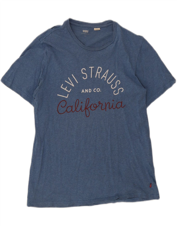 Levi's Womens Graphic T-Shirt Top UK 12 Medium Blue Cotton