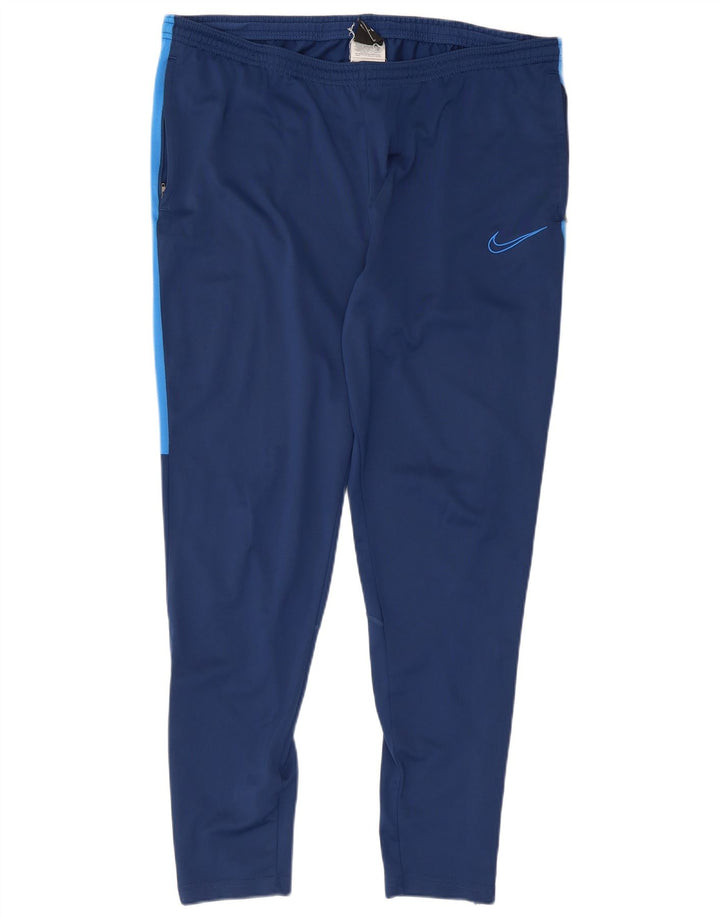 Nike Mens Dri Fit Tracksuit Trousers Large  Navy Blue Colourblock Polyester
