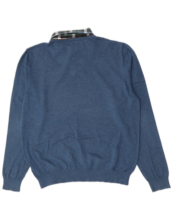 Marks & Spencer Mens Regular Fit Polo Neck Jumper Sweater Large Blue