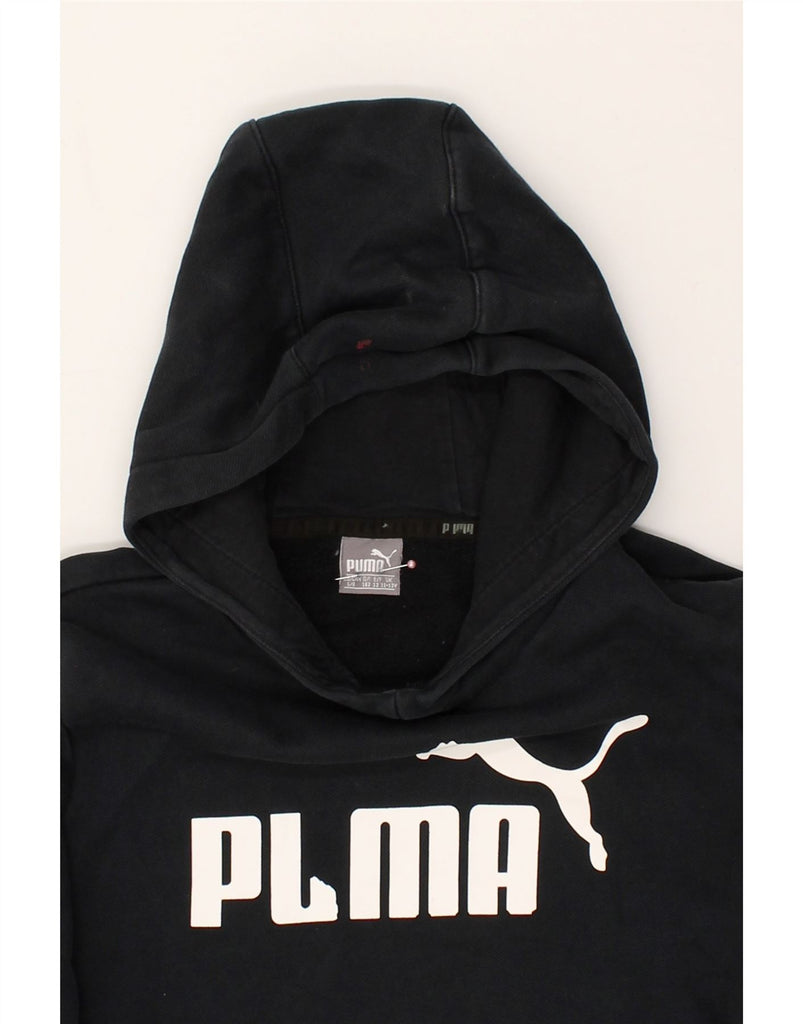 PUMA Boys Graphic Hoodie Jumper 11-12 Years Black Cotton | Vintage Puma | Thrift | Second-Hand Puma | Used Clothing | Messina Hembry 