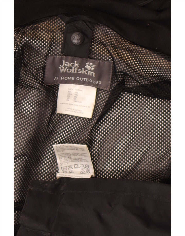Jack Wolfskin Mens Hooded Rain Jacket UK 50 3XL Black Polyamide