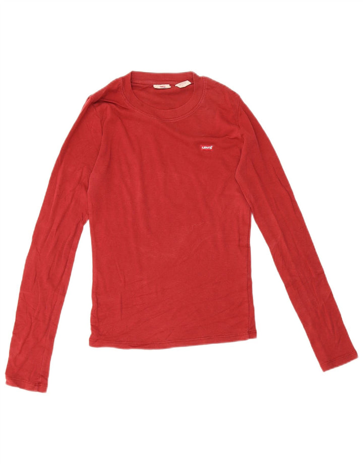 Levi's Womens Crop Top Long Sleeve UK 4 XS Red