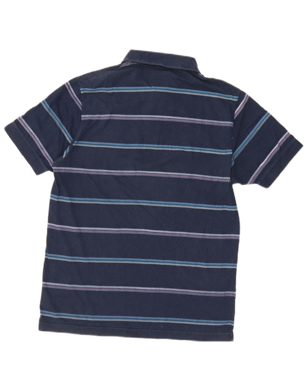 Best Company Mens Polo Shirt Medium Navy Blue Striped Cotton