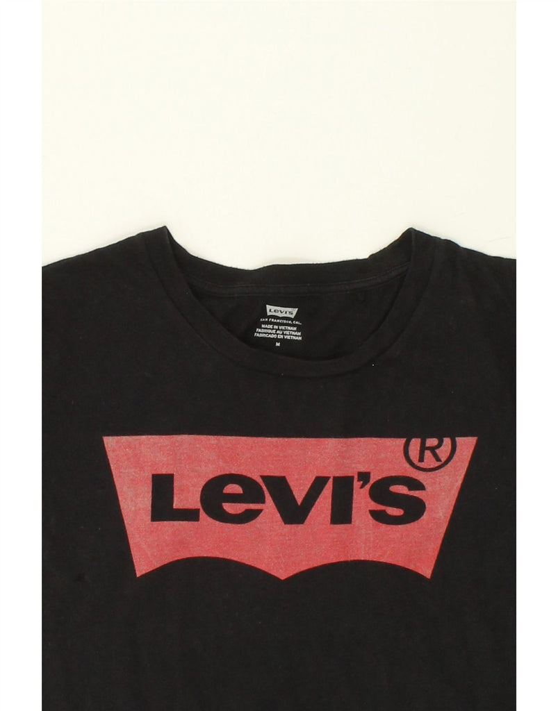 LEVI'S Womens Graphic T-Shirt Top UK 14 Medium Black Cotton | Vintage Levi's | Thrift | Second-Hand Levi's | Used Clothing | Messina Hembry 