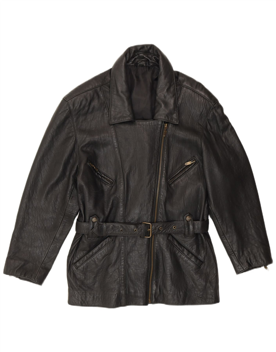 MADDOX Womens Leather Jacket IT 42 Medium Black Leather