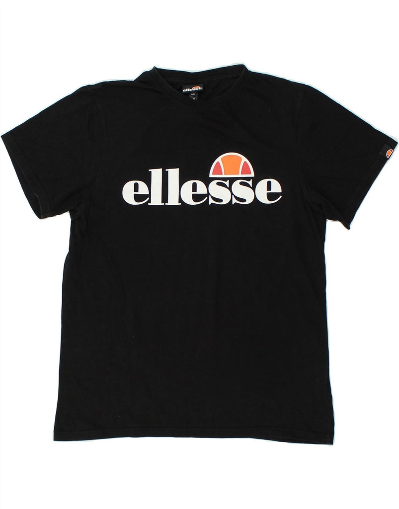 ELLESSE Womens Graphic T-Shirt Top UK 12 Medium  Black Cotton | Vintage Ellesse | Thrift | Second-Hand Ellesse | Used Clothing | Messina Hembry 