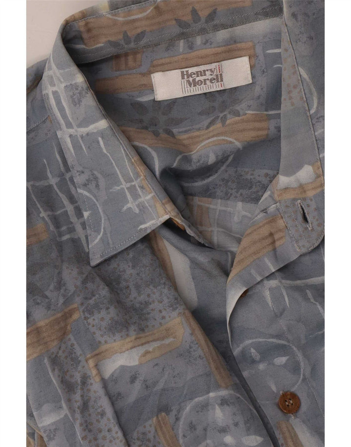Henry Morell Mens Short Sleeve Shirt XL Grey Geometric