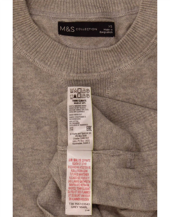 Marks & Spencer Mens Crew Neck Jumper Sweater XS Grey Cotton