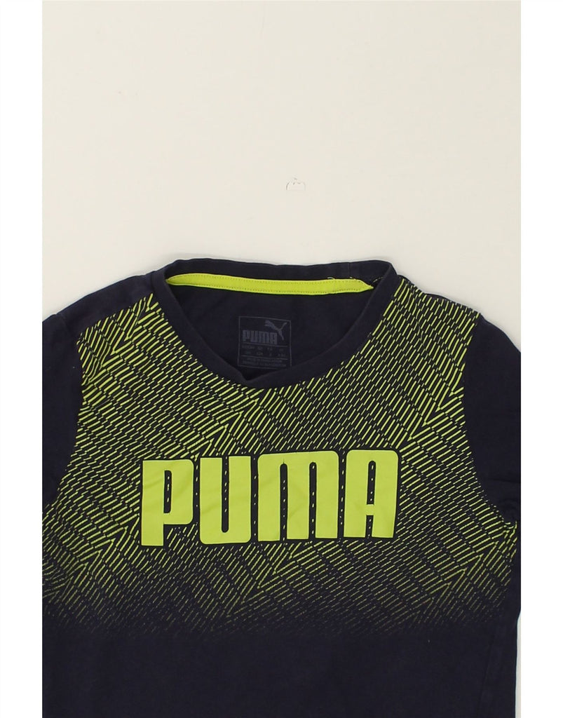 PUMA Boys Graphic T-Shirt Top 7-8 Years Navy Blue Cotton | Vintage Puma | Thrift | Second-Hand Puma | Used Clothing | Messina Hembry 