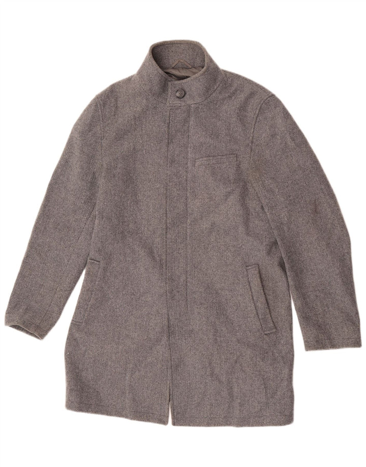 Marks & Spencer Mens Overcoat UK 40 Large Grey Polyester