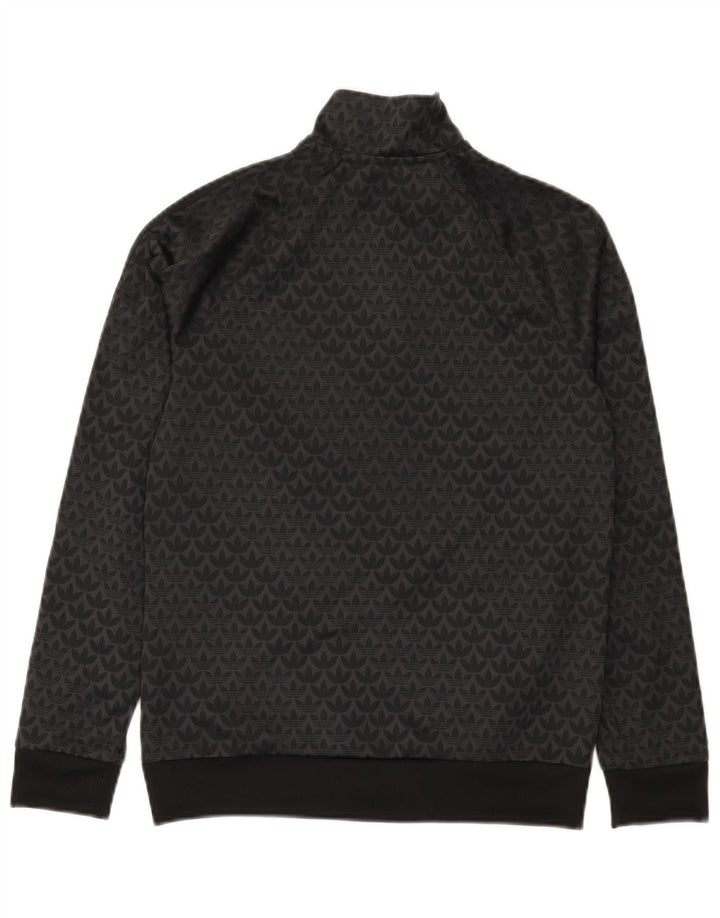 Adidas Boys Graphic Tracksuit Top Jacket 12-13 Years Black Polyester