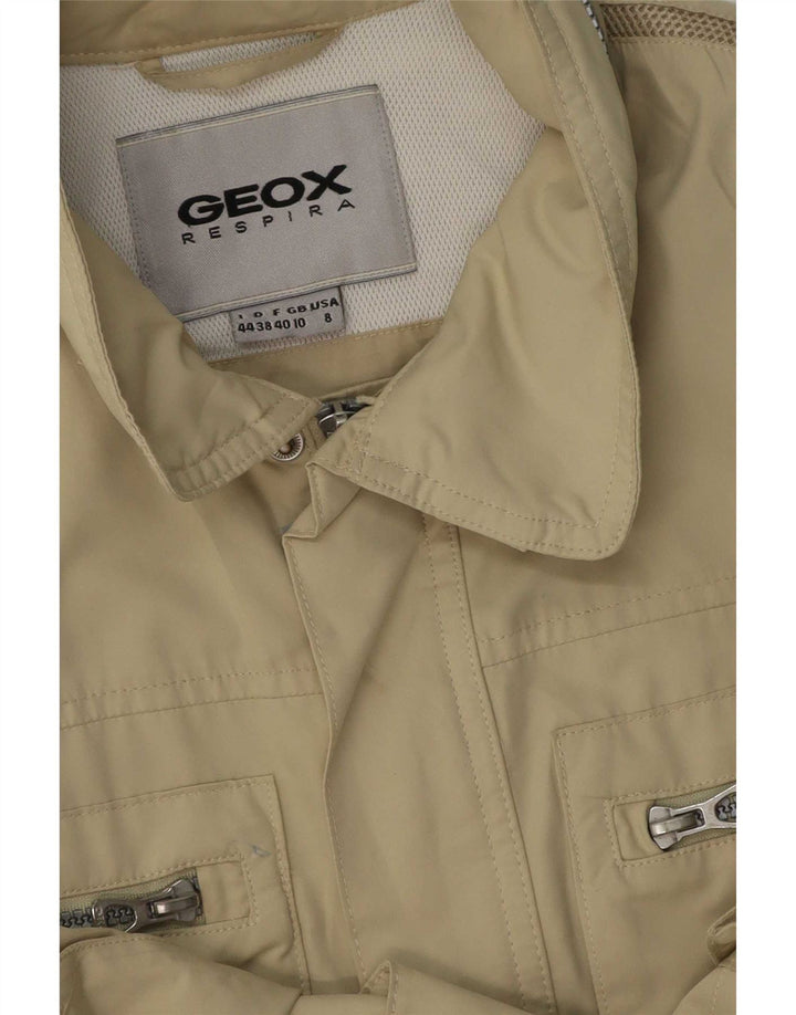 Geox Womens Respira Hooded Utility Jacket UK 10 Small Beige Polyester