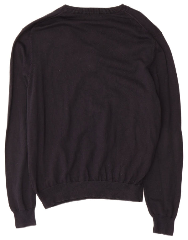 Lyle & Scott Mens V-Neck Jumper Sweater XL Navy Blue Cotton