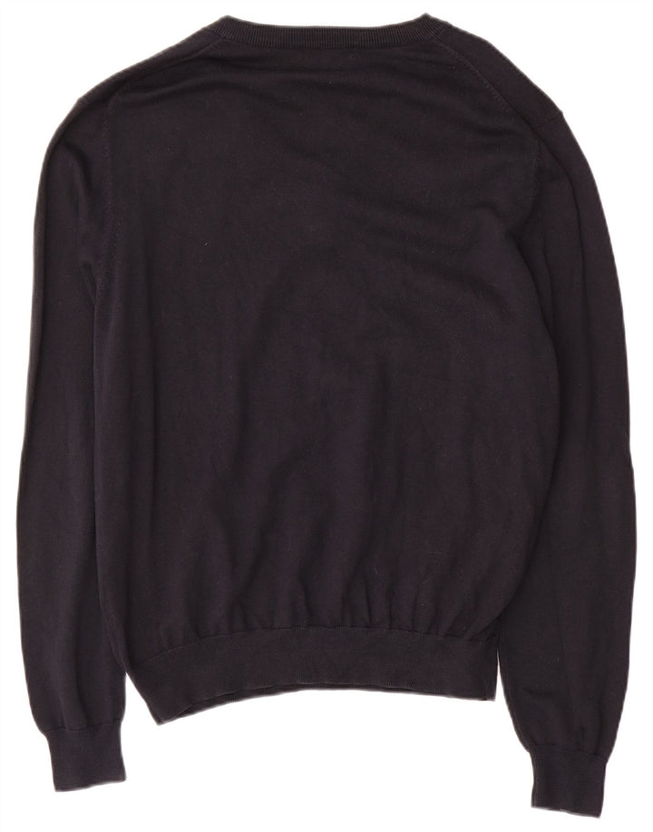 Lyle & Scott Mens V-Neck Jumper Sweater XL Navy Blue Cotton